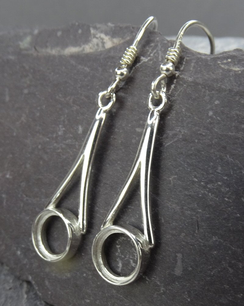 Silver Ear Drop Bezel For 8mm Round Stone