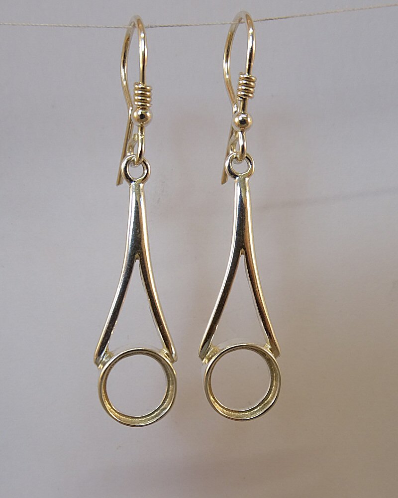 Silver Ear Drop Bezel For 8mm Round Stone