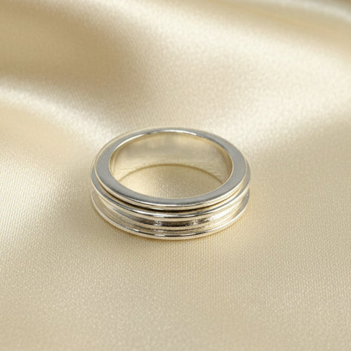 Gents Solid Silver Spinning Fidget Channel Ring