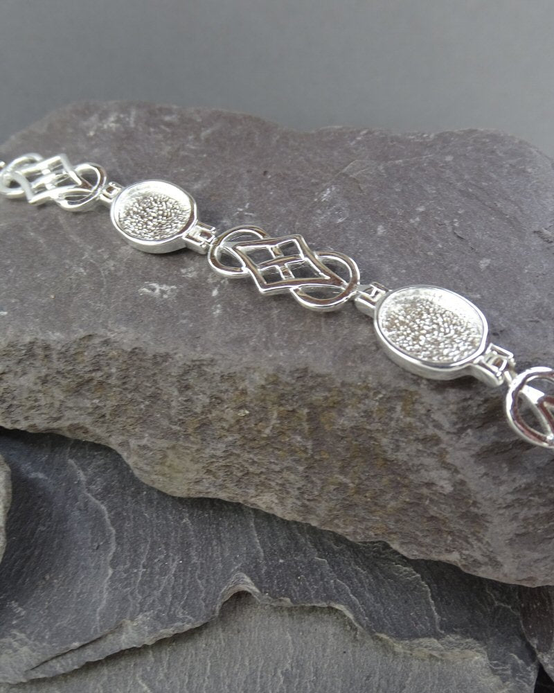 Silver Bracelet Setting To Fit 4 10x8 Gemstones Or Cabochons