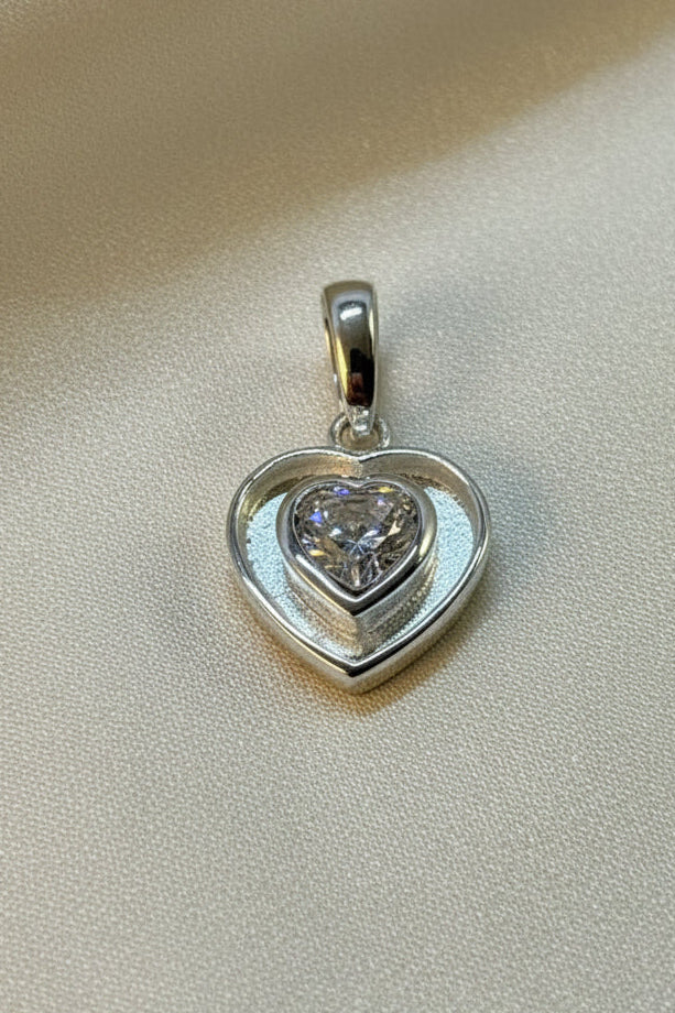 Solid Silver Heart CZ Pendant specially made for fitting Resin