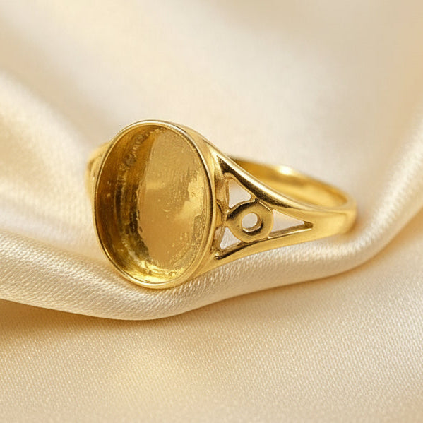 Solid Gold Ring Take 10x8 Cabochon Or Resin
