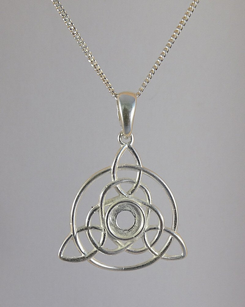 Solid silver Celtic Style Pendant To FIT 6mm Cabochon