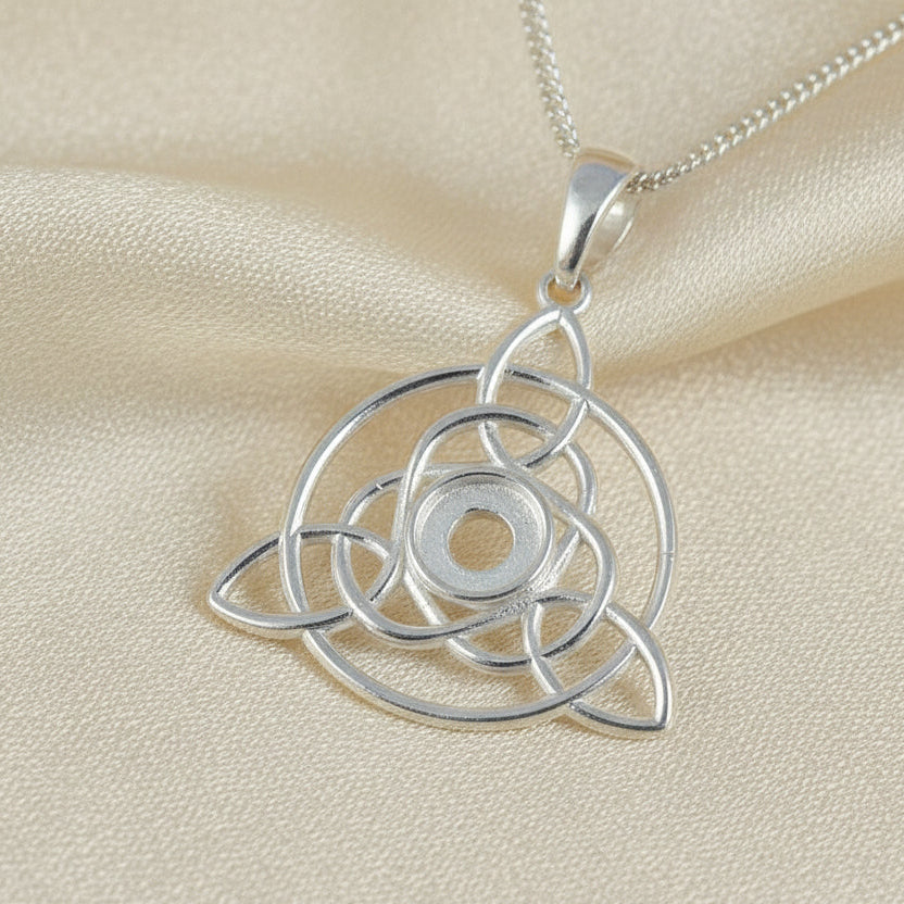 Solid silver Celtic Style Pendant To FIT 6mm Cabochon