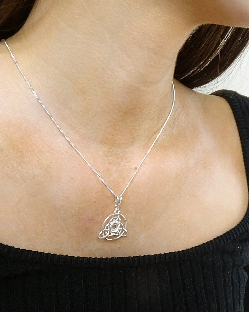 Solid silver Celtic Style Pendant To FIT 6mm Cabochon