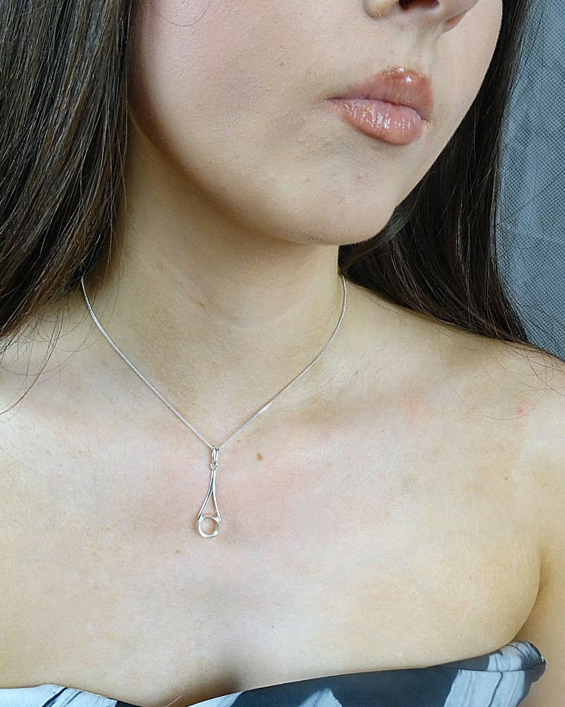 Silver Pendant Mount For 8mm Stone Or Cabochon