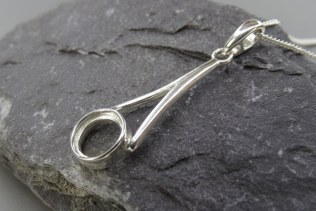 Silver Pendant Mount For 8mm Stone Or Cabochon