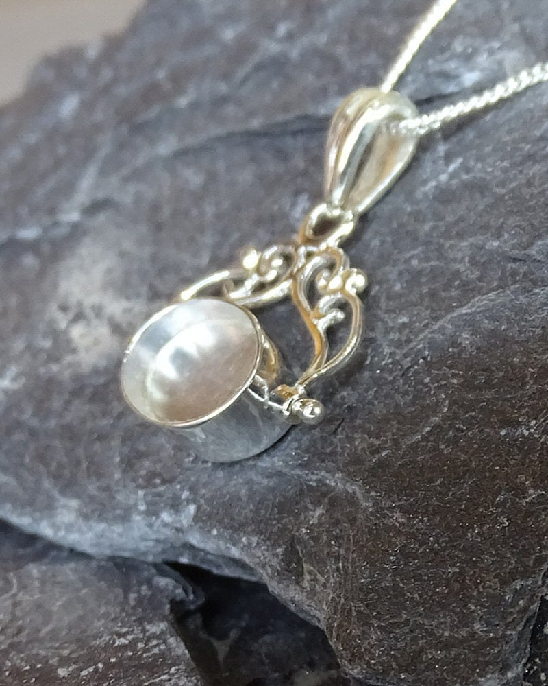 Solid silver fob pendant blank for two 10x8 cabochons or resin