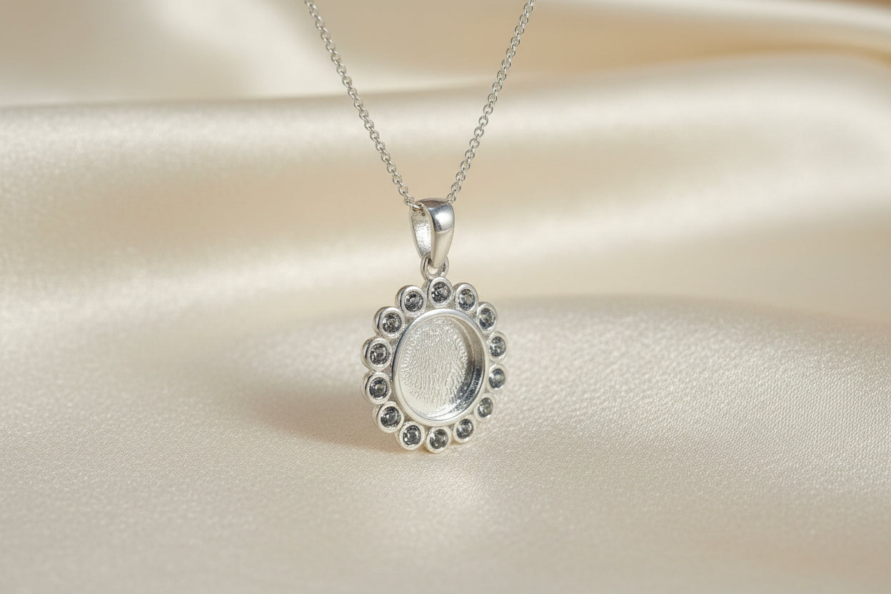 silver and cz pendant blank