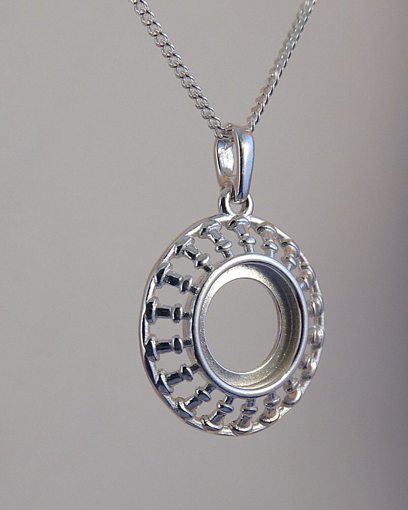 silver pendant setting for 10mm
