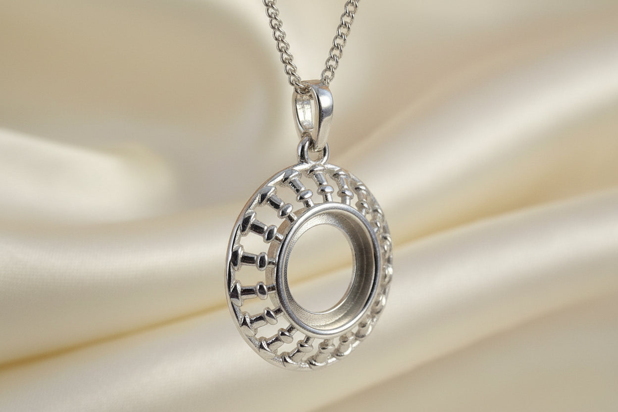 silver pendant setting for 10mm