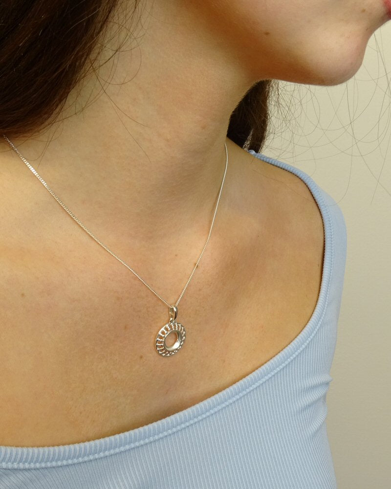 Round Silver Pendant Bezel For 10mm Cabochon