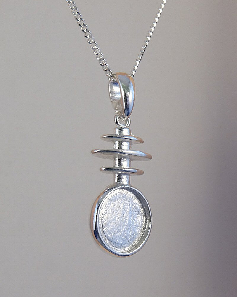 Double Sided Solid Silver Fancy Pendant To Fit 10mm Cabochon