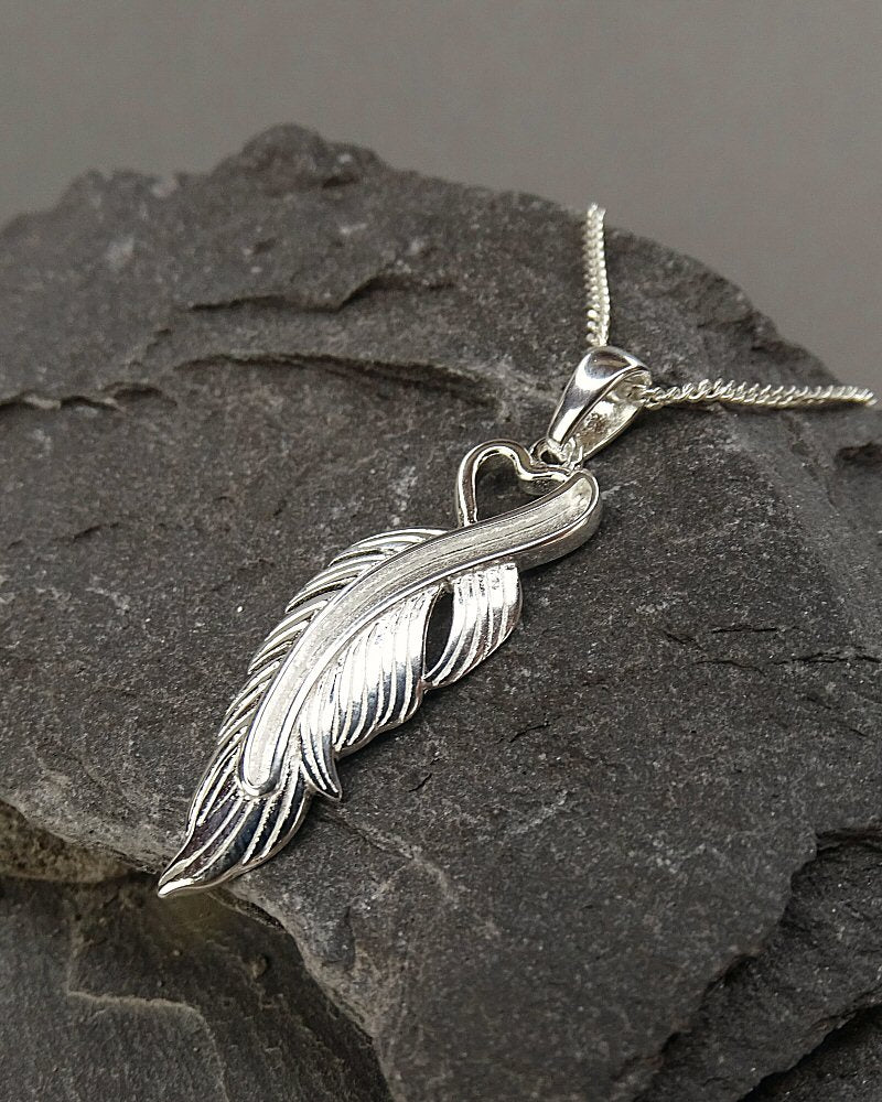 Solid Silver Feather Pendant Can be Used With Resin