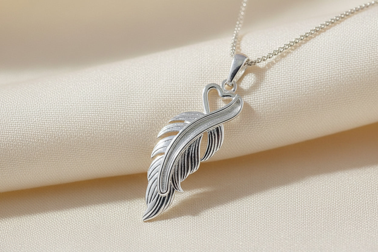 silver feather pendant for resin