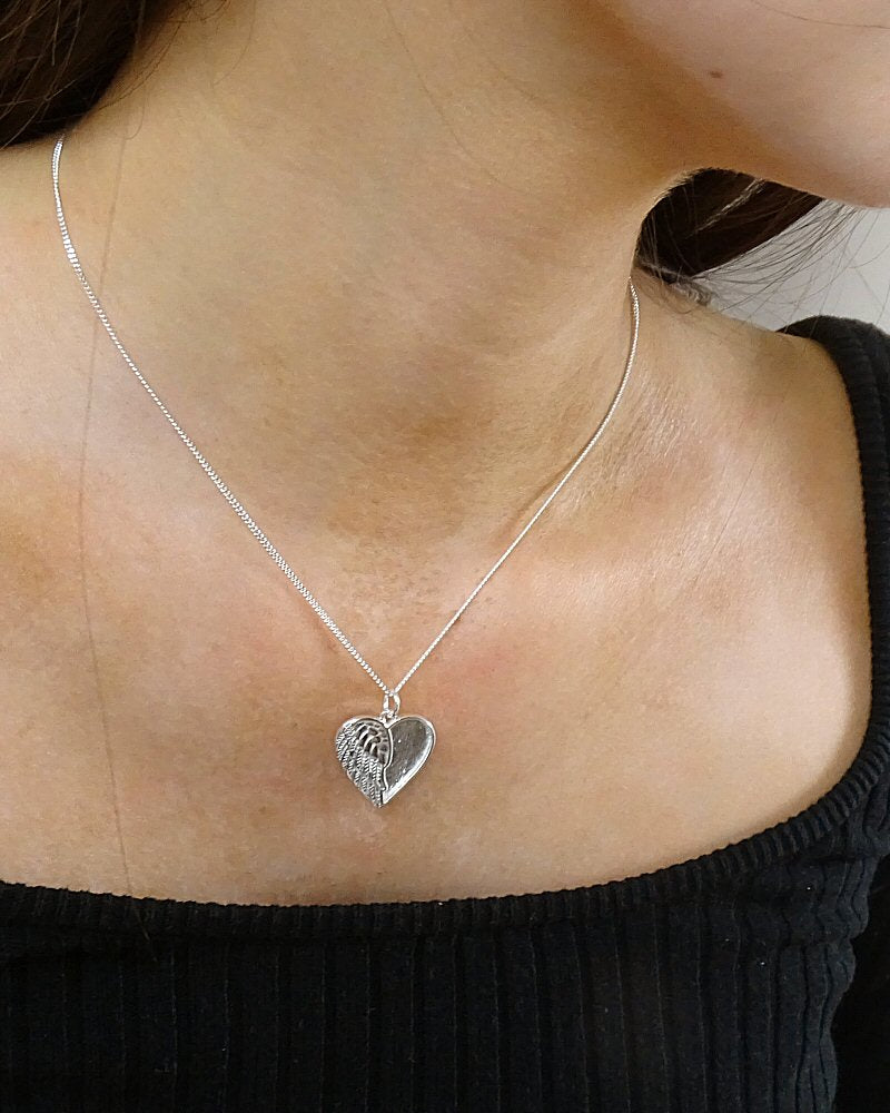 Winged Angel Heart Pendant Solid Silver Suitable For Resin