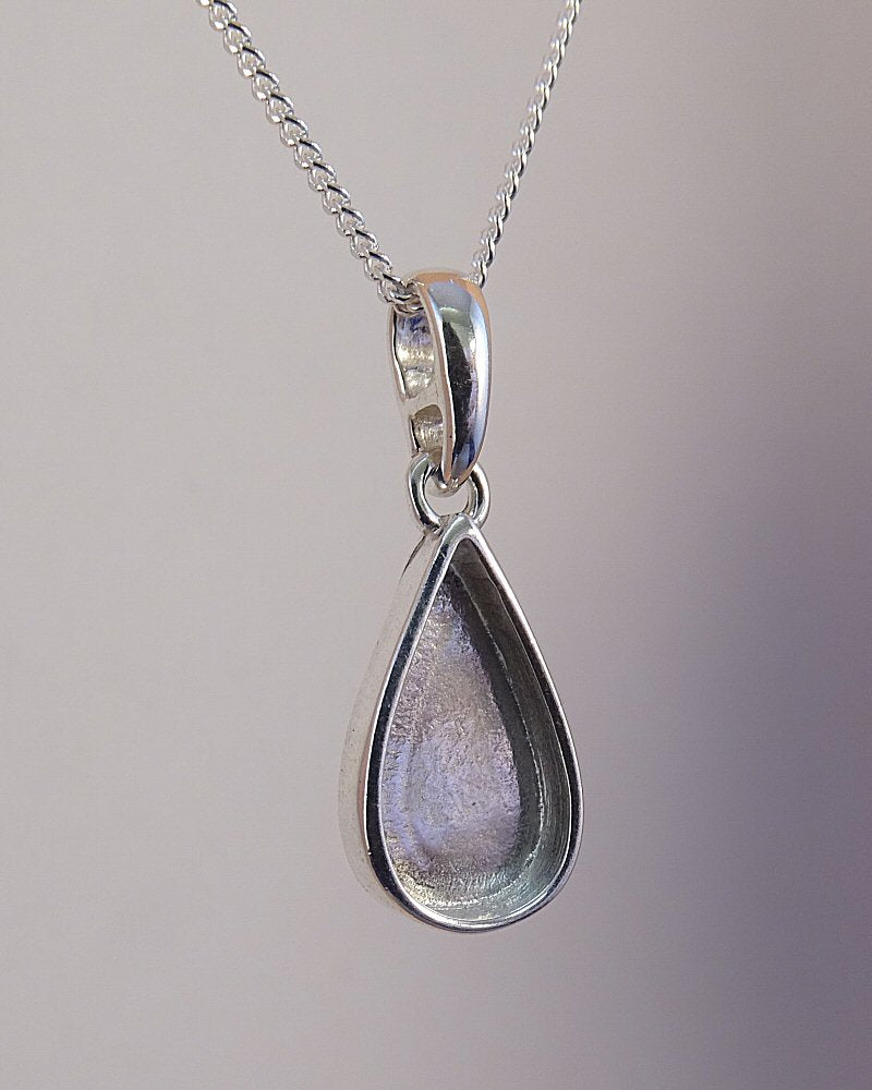 silver tear drop pendant unset