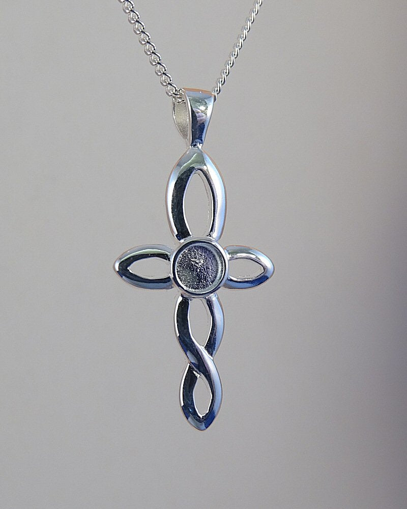 dainty silver cross to fit cabchon