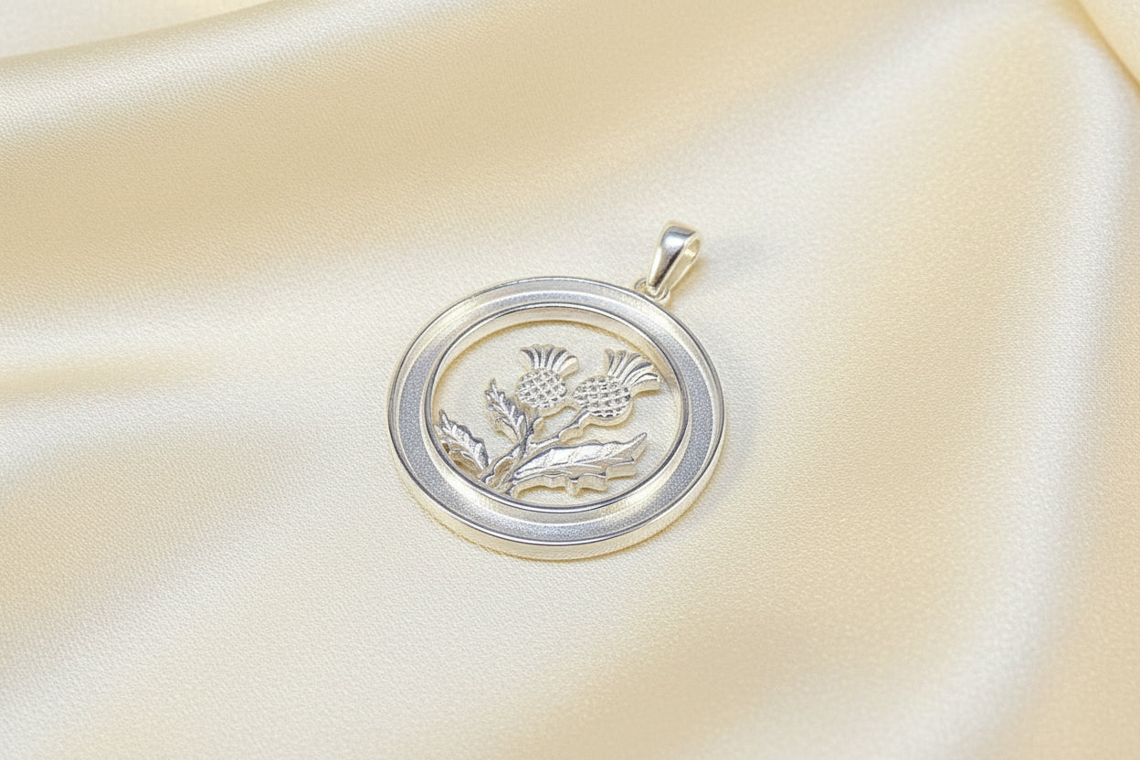 Silver Thistle Pendant with a circular Channel For Resin