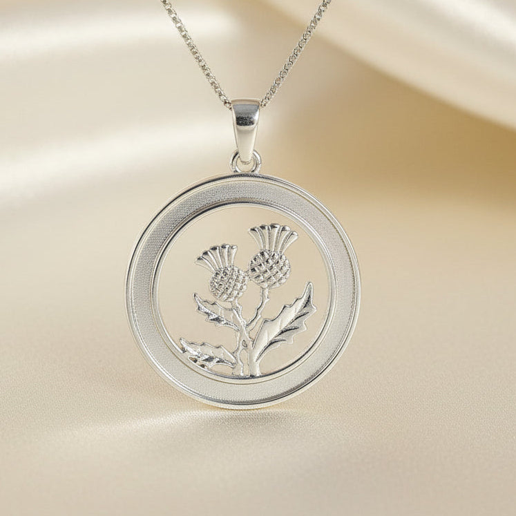 Silver Thistle Pendant with a circular Channel For Resin