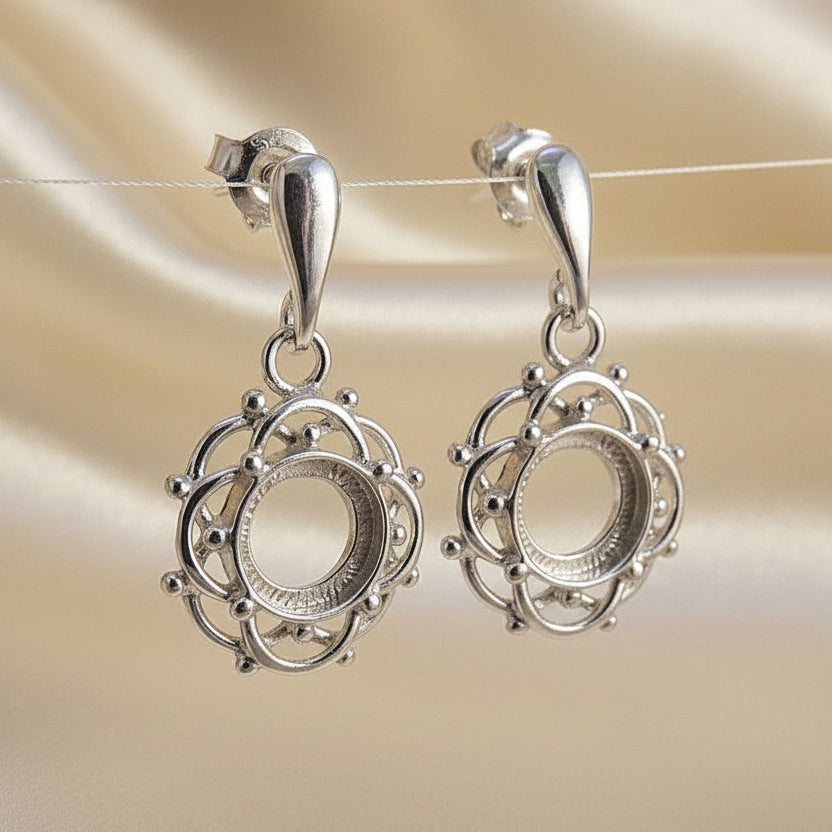 Silver Drop Earring To Fit 8mm Cabochon