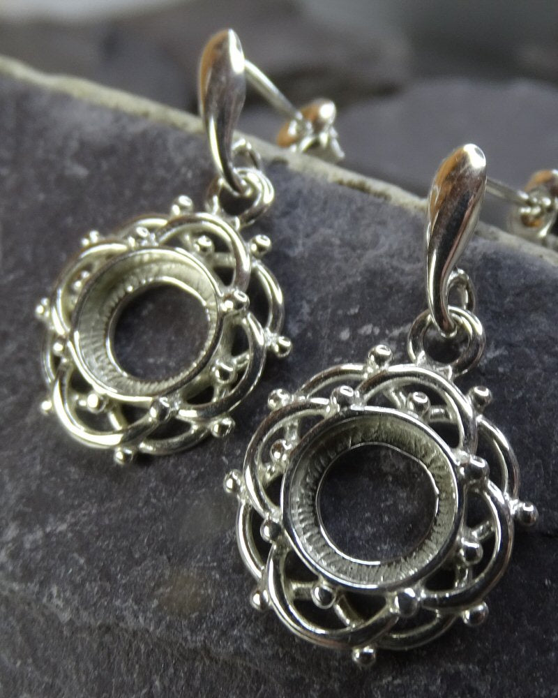 Silver Drop Earring To Fit 8mm Cabochon