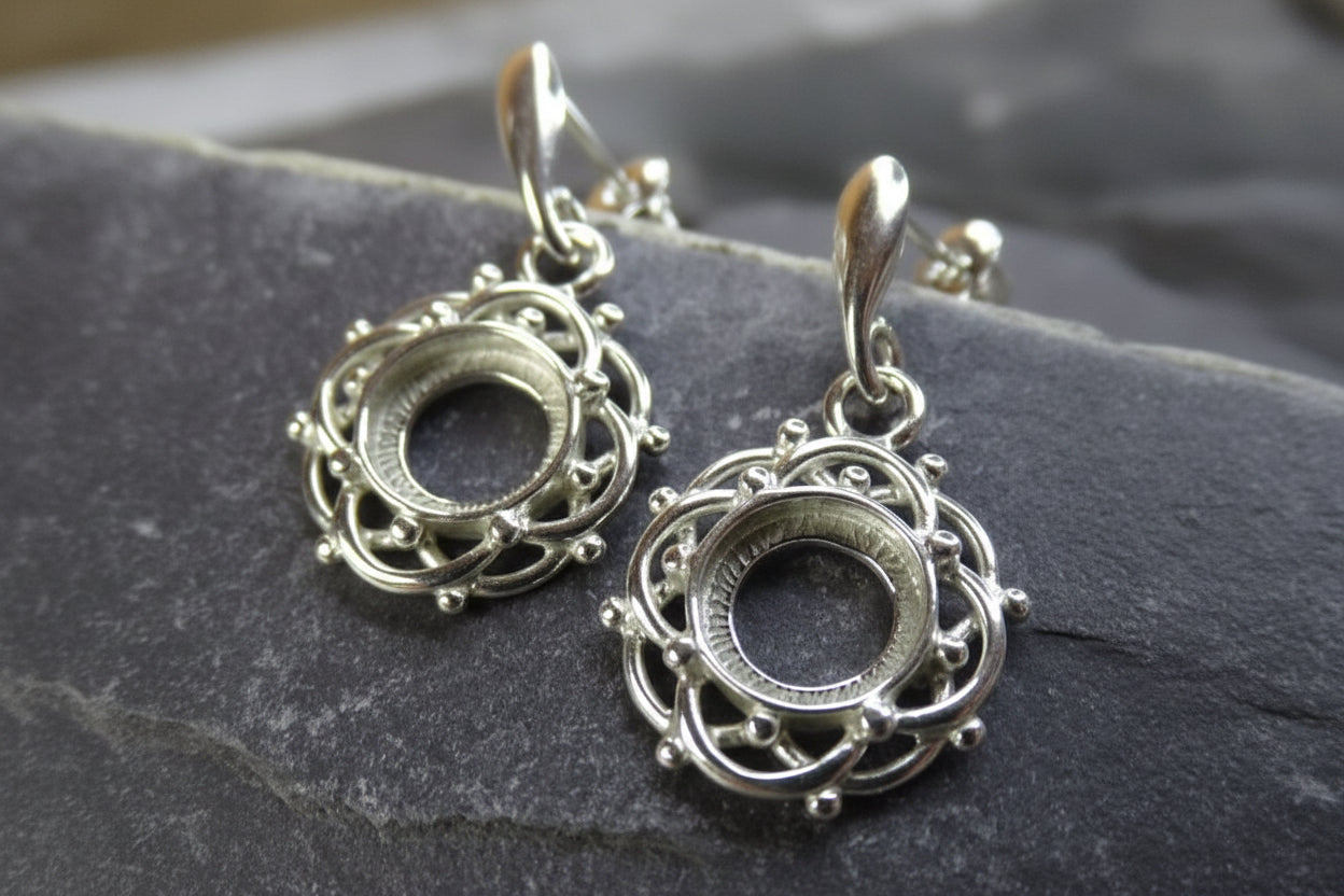 Silver Drop Earring To Fit 8mm Cabochon
