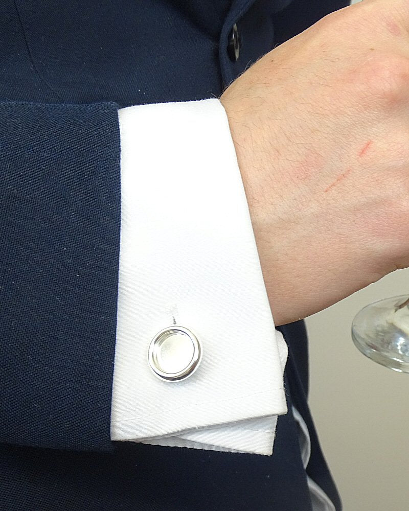 Solid Silver Cufflink Setting For 10mm Cabochons