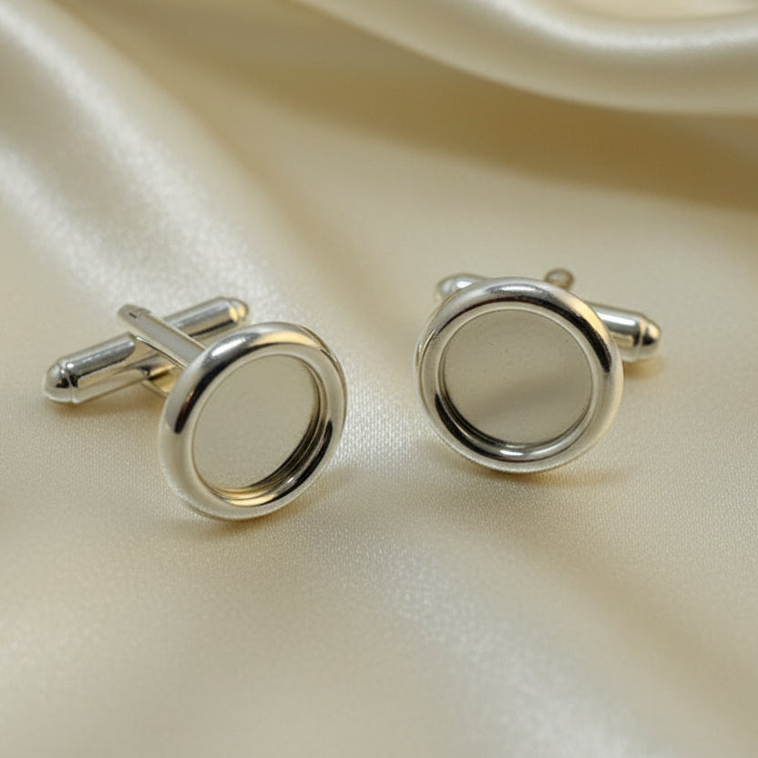 Solid Silver Cufflink Setting For 10mm Cabochons