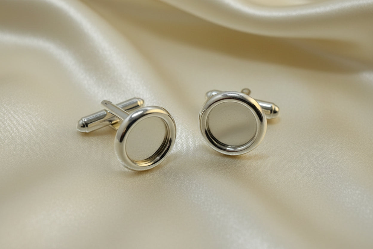 Solid Silver Cufflink Setting For 10mm Cabochons