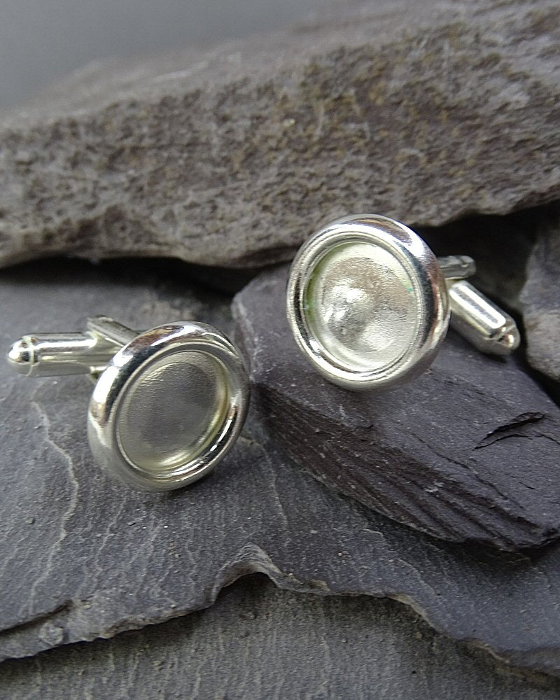 Solid Silver Cufflink Setting For 10mm Cabochons
