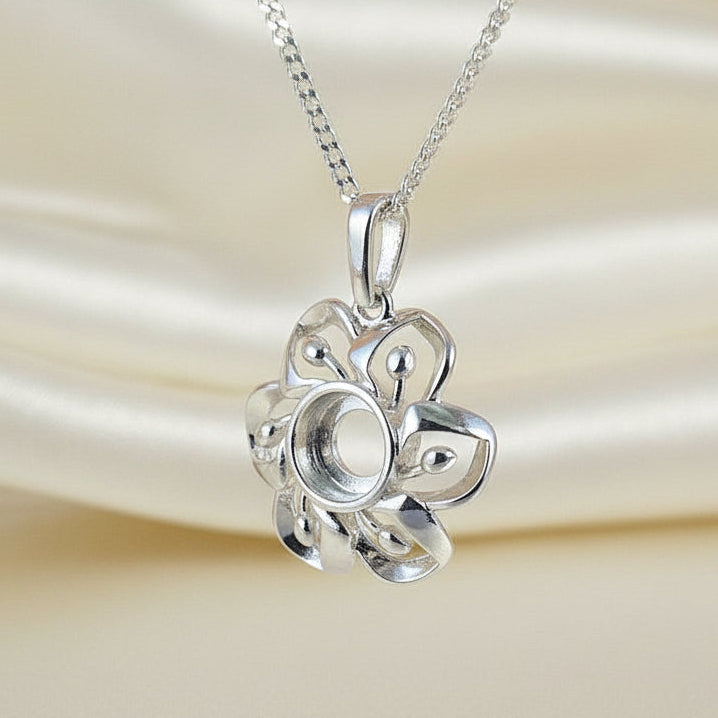 flower style silver pendant blank