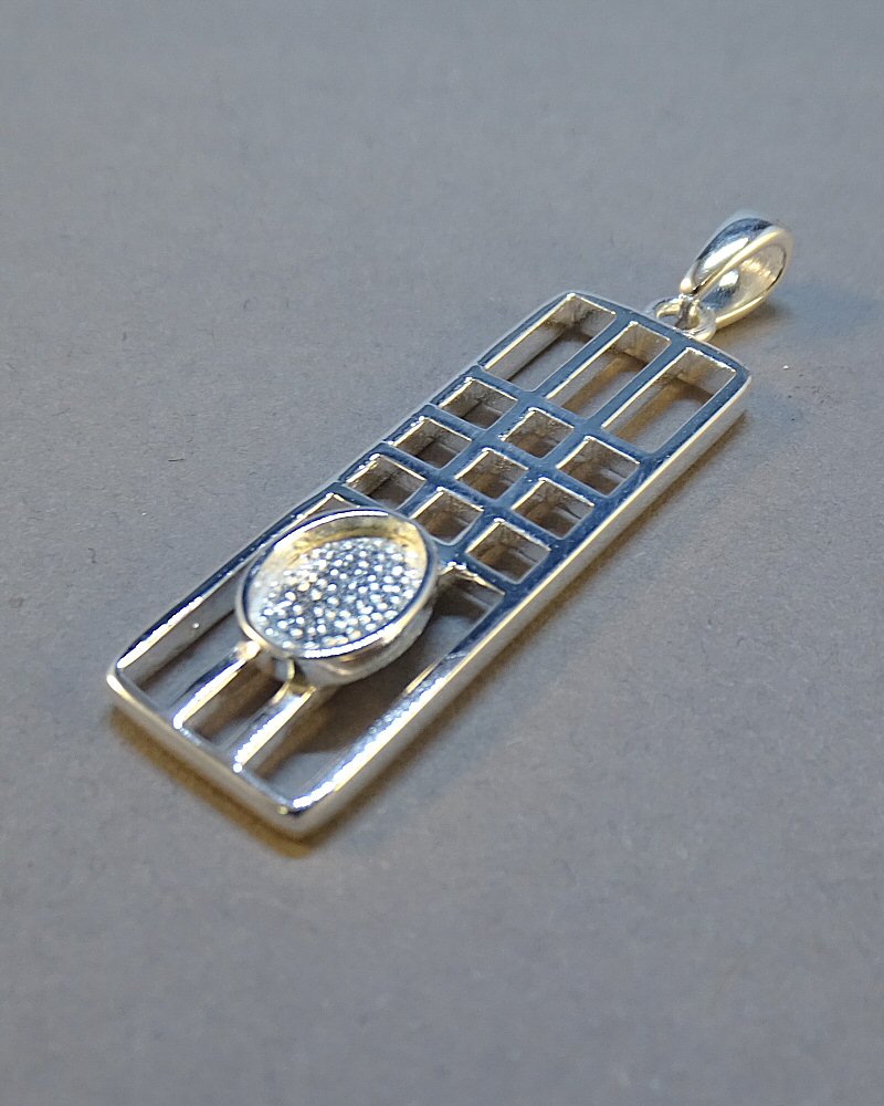 Solid Silver Rene Mackintosh stye Pendant To Fit 8x6 Cab Or Resin