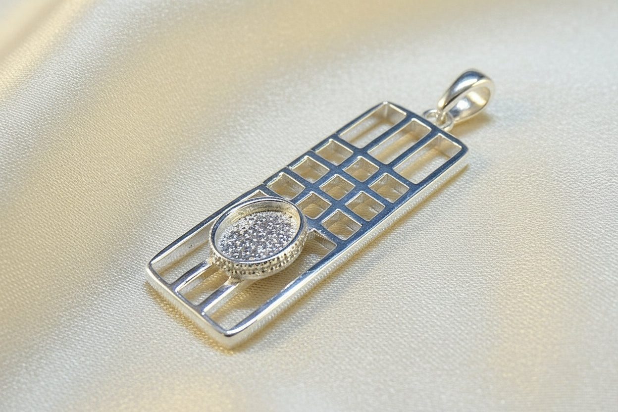 Solid Silver Rene Mackintosh stye Pendant To Fit 8x6 Cab Or Resin