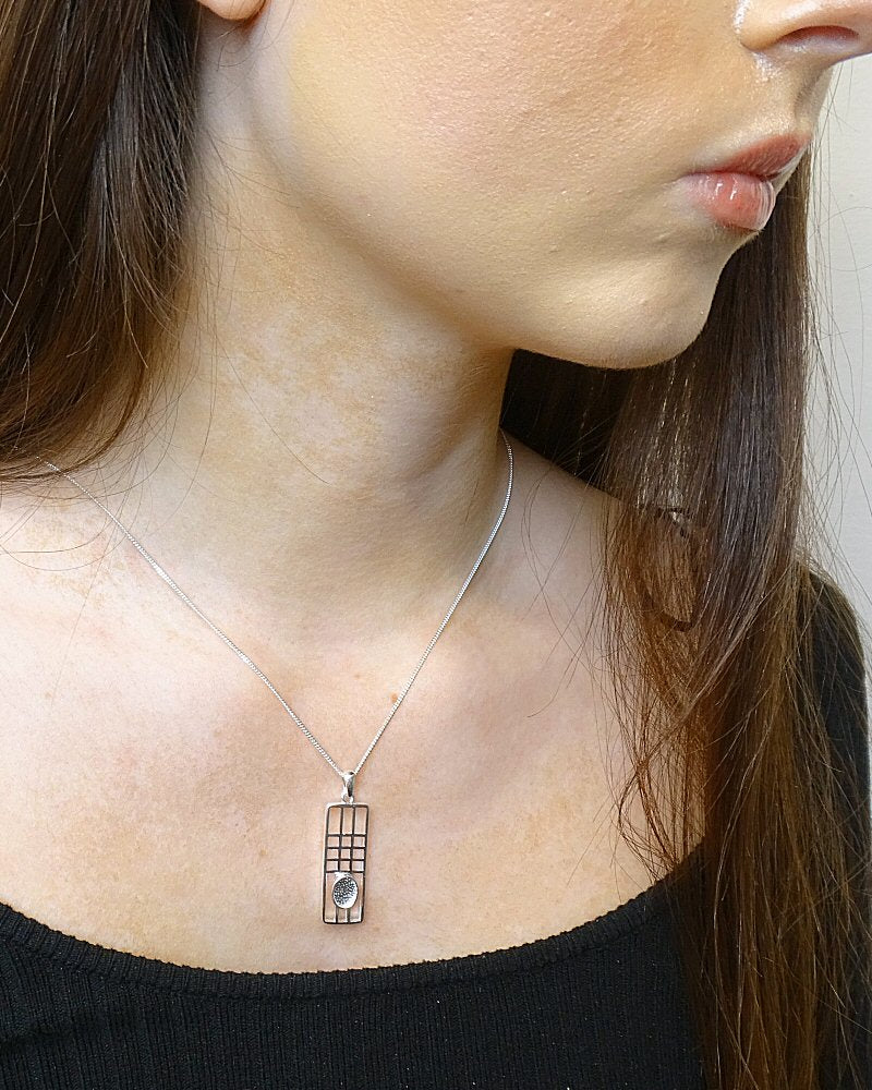 Solid Silver Rene Mackintosh stye Pendant To Fit 8x6 Cab Or Resin