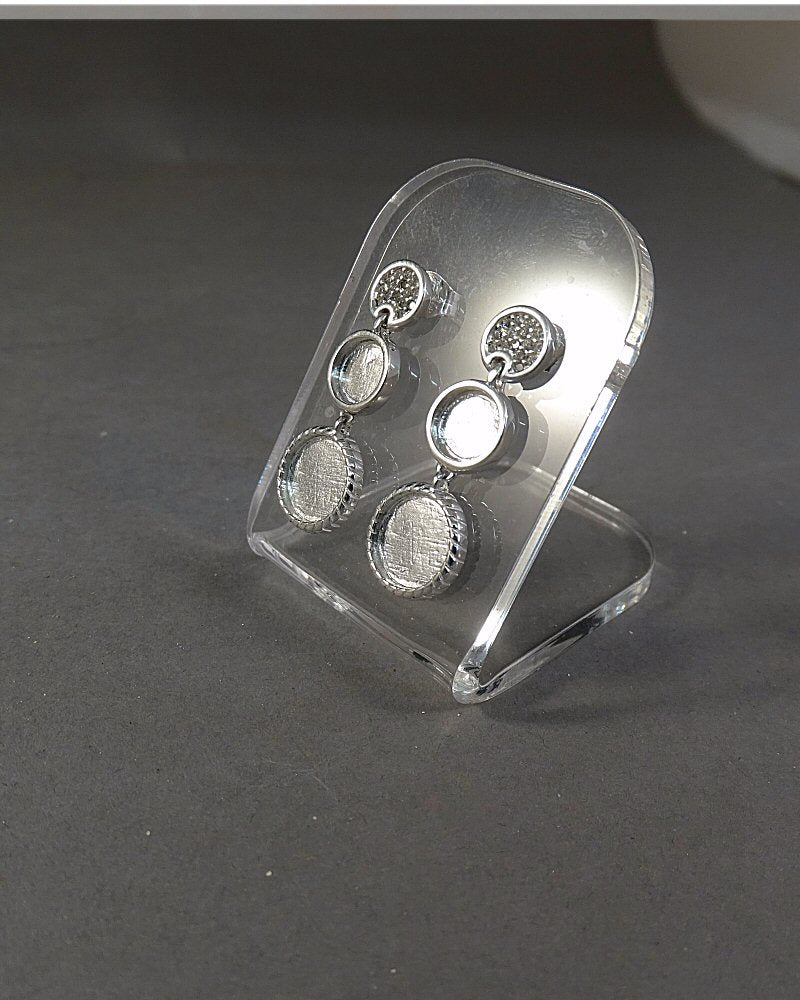 Solid silver drop earring for 6mm & 8mm cabochon or resin