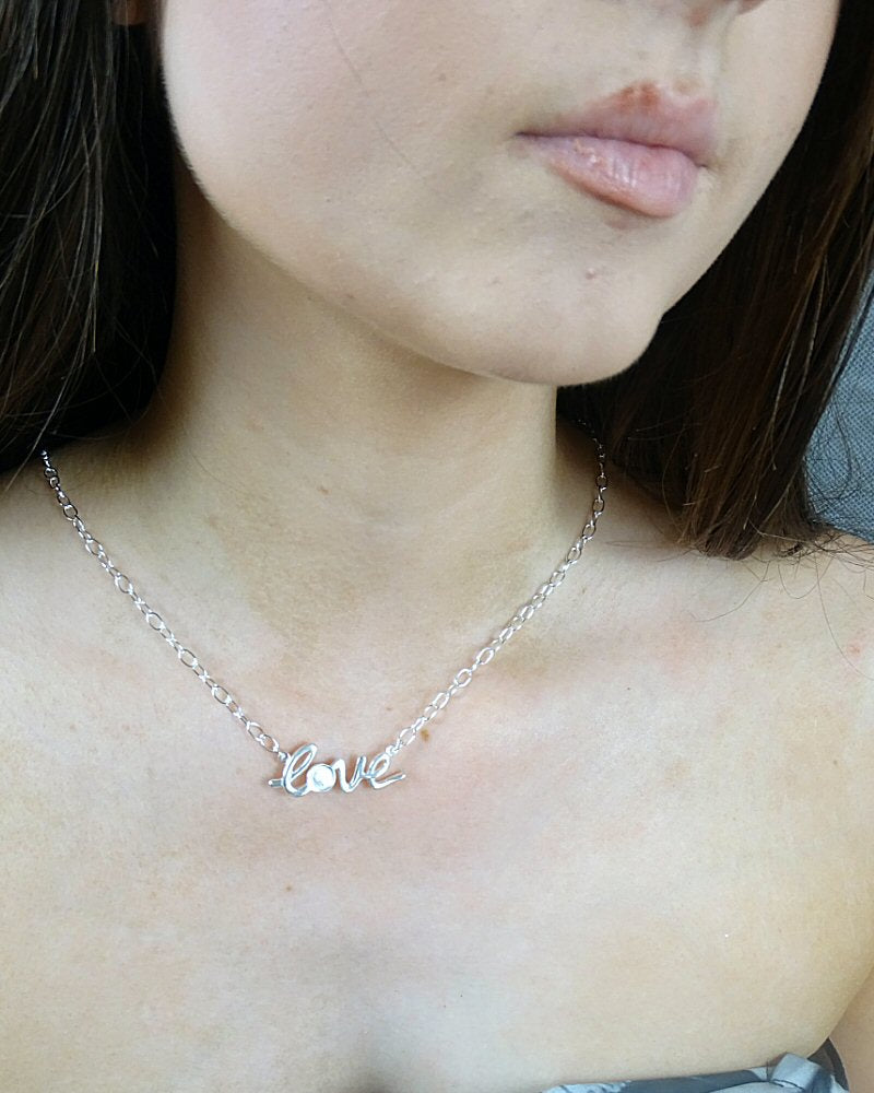 Silver Love Pendant With Chain For 6MM Cabochon Or Resin