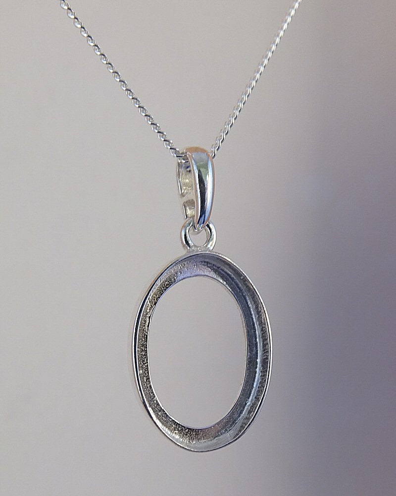 plain silver pendant for cabochon