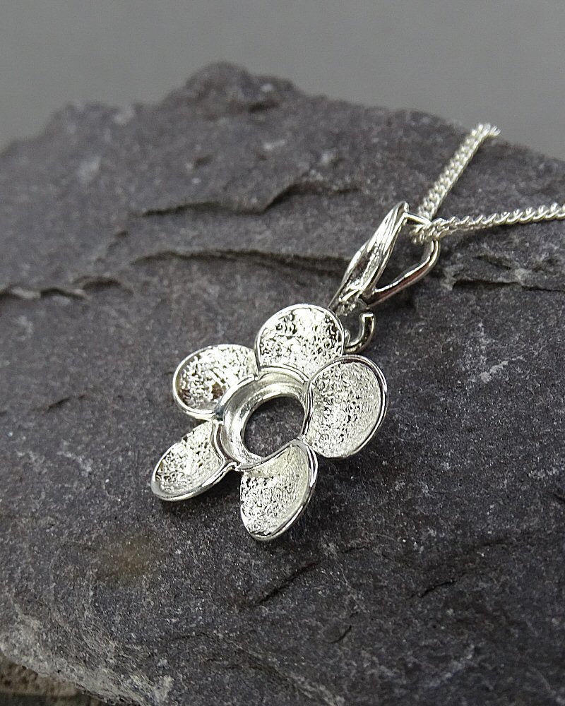 Silver Flower Pendant To Fit A 6mm Cabochon