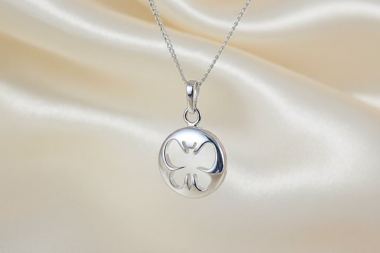 silver butterfly cutout pendant