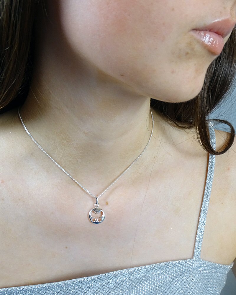 Silver Pendant For 13mm Cabochon With Butterfly Cut Out
