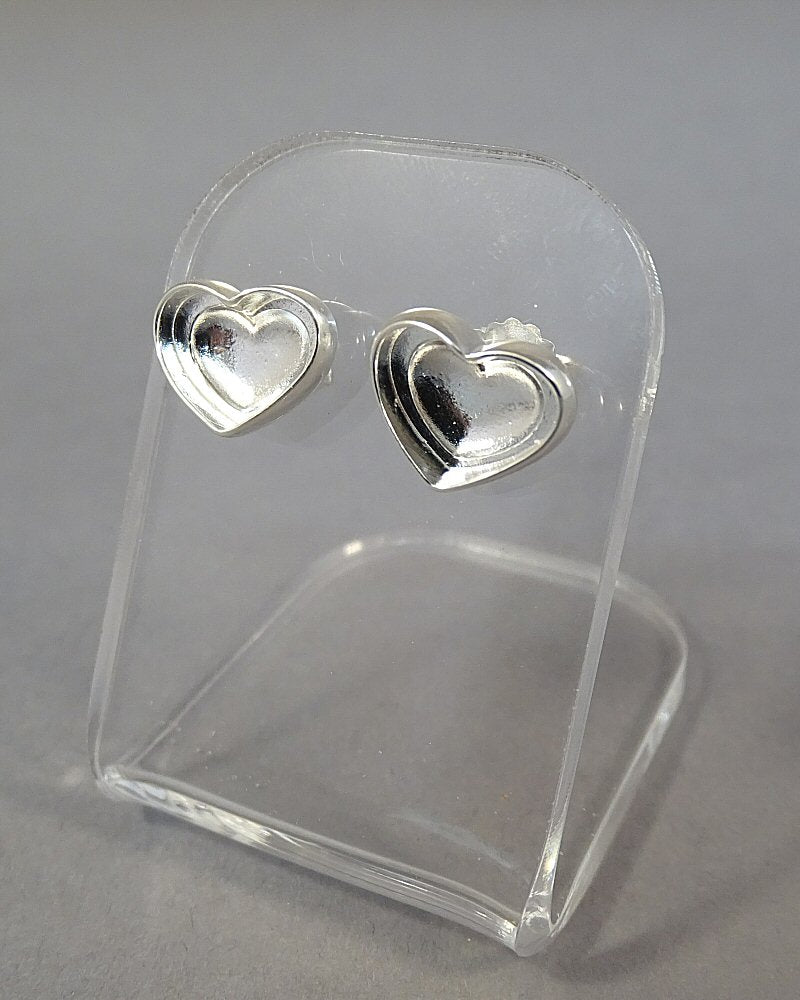 Solid Silver Heart Stud Settings Suitable For Resin