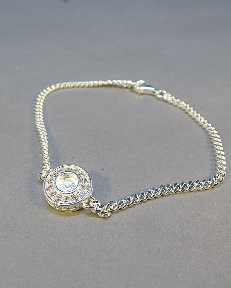 Solid silver bracelet with cz or resin or cabochon