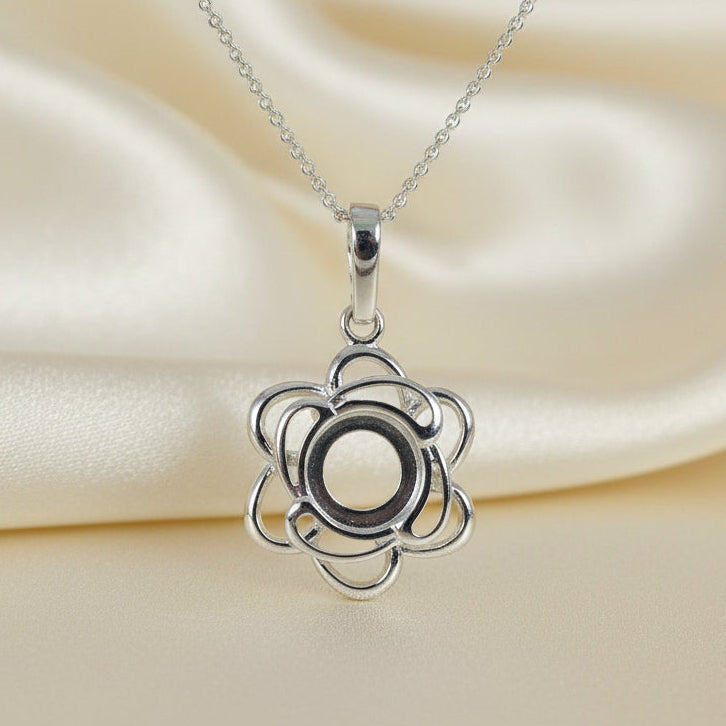 6mm silver pendant setting