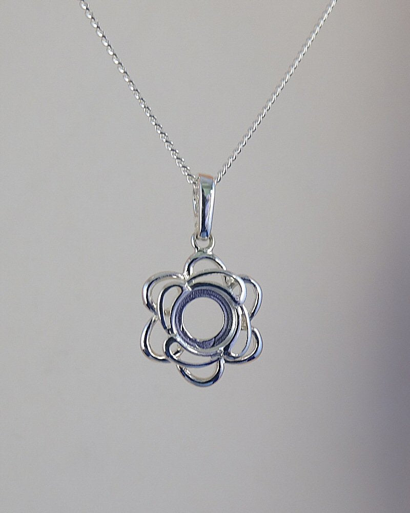 6mm silver pendant setting
