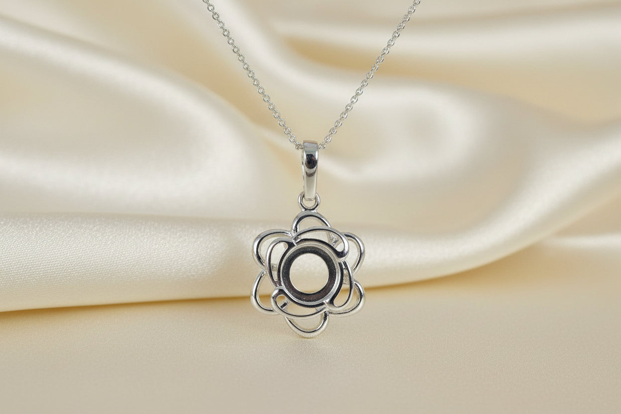 6mm silver pendant setting