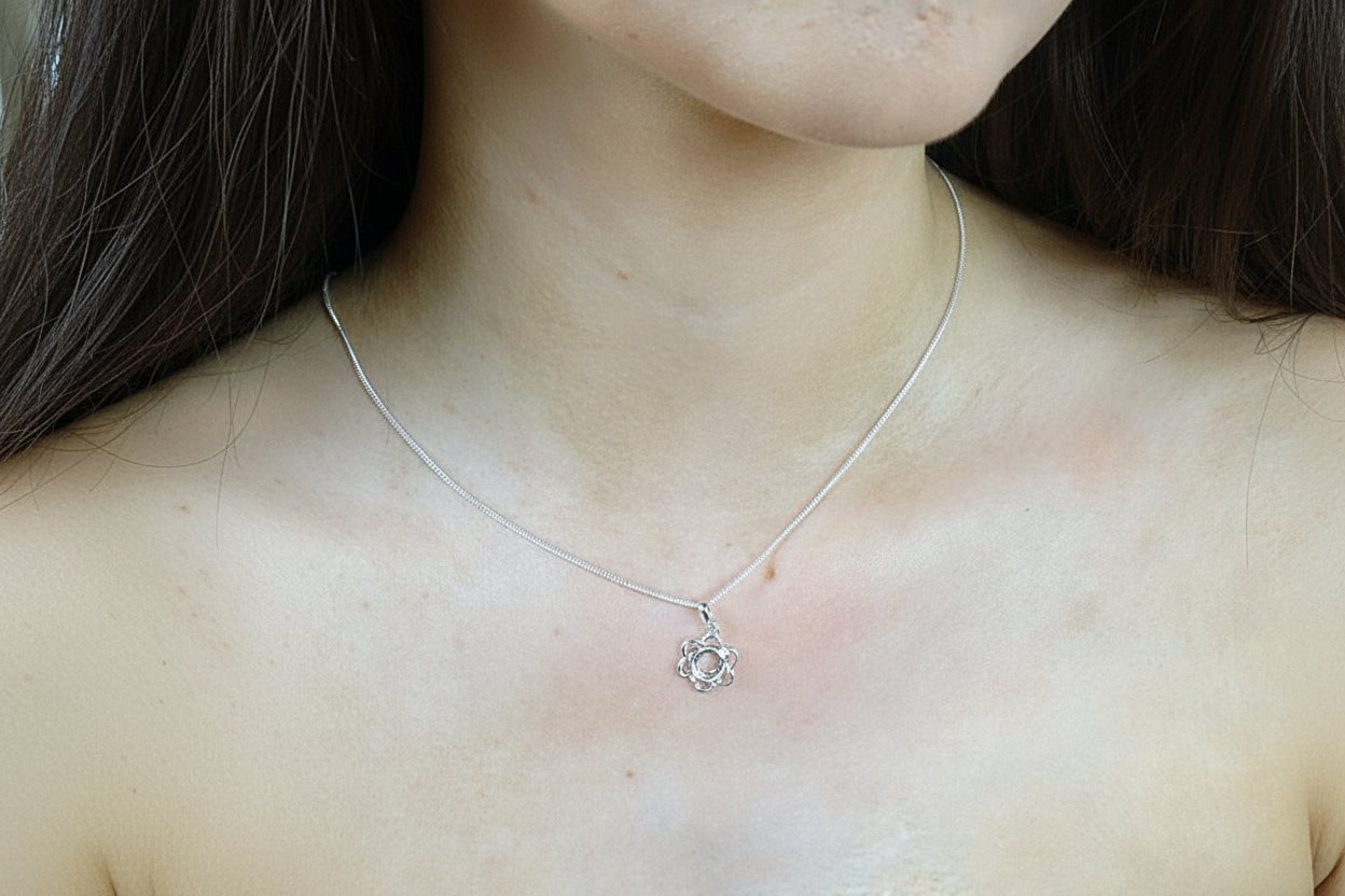 Fancy Silver Pendant Mount To Fit a 6mm cabochon