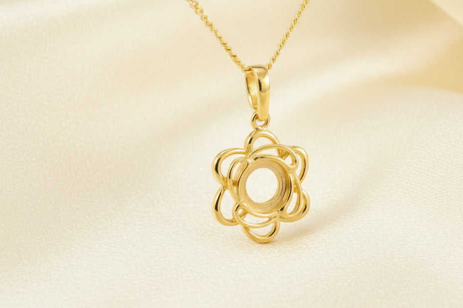 Solid Gold Fancy Pendant To Fit 6mm