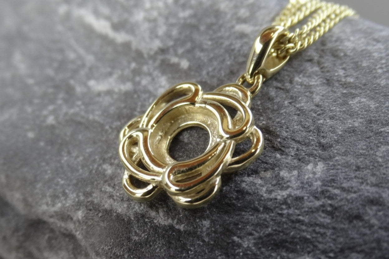 Solid Gold Fancy Pendant To Fit 6mm