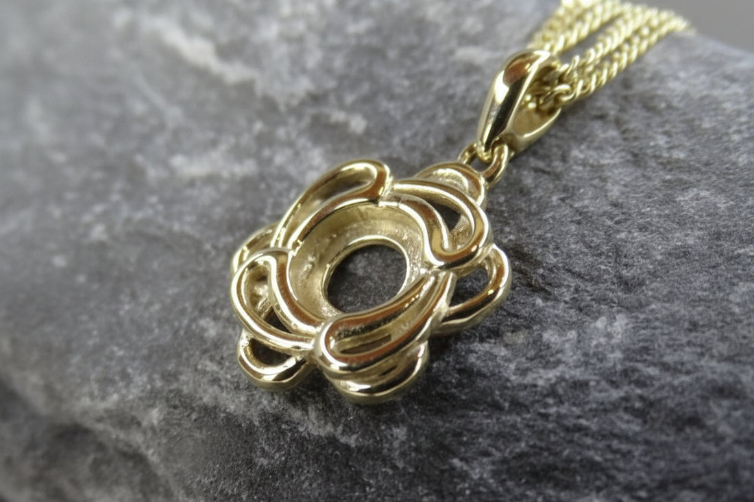 Solid Gold Fancy Pendant To Fit 6mm